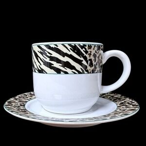Vitromaster Jungle Animal Print Safari Coffee Mug Tea Cup 1993 Early 90s RARE!